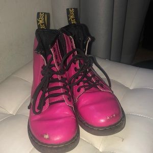 Hot pink worn doc martens toddler 11